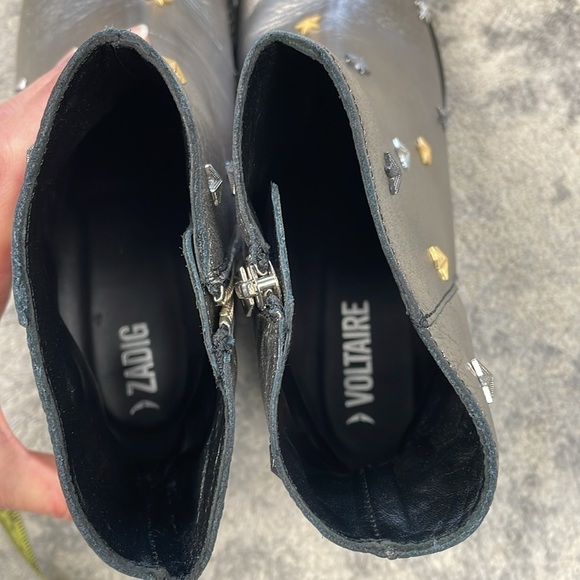 NIB Zadig & Voltaire Tyler Vintage Metallic Silver Star Ankle Boots Leather 41 - Picture 16 of 16